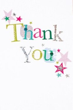 This thank you card, designed with unrestrained delight, mirrors the cheerful resilience of East Ham and its bustling high streets. The words 'Thank You' sweep across the card in imaginative, hand-stitched script, each letter defined by a patchwork of vibrant hues-sunny green, passionate pink, calming blue-and adorned with subtle, joyful patterns. Gleaming with the occasional hint of silver, the design is peppered with lively stars in teal, gold, and magenta that seem to scatter across the corners like confetti tossed after a joyful celebration. The detail in each letter-some softly glittered, others textured as if hand-embroidered-makes the card feel as personal and thoughtful as a bouquet chosen by a friend at East Ham Flowers. The pure white background enhances every stroke and sparkle, turning the card into a canvas for gratitude that practically sings with cheerfulness. In the natural light of a bright morning near Plashet Grove, you can almost imagine the card paired with a radiant bouquet of seasonal blooms, echoing genuine thanks and heartfelt reassurance. The whole composition reflects the hallmark of a true florist's care-creative, considered, and joyfully connected to life's small celebrations. It's a spirited, tactile reminder that gratitude, like flowers, blooms brightest when shared locally and given in earnest.