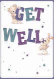 Full of heart and cheerful optimism, this get well card brings together two beloved figures-a fluffy, comforting teddy bear and a playful, floppy-eared pup-that seem to leap straight from the illustration, hands and paws wrapped around vibrant, oversized letters spelling 'Get Well.' The lively shades of indigo and teal adorning the text ignite a gentle brightness, reminiscent of East Ham's colourful gardens in full bloom. Against a soft, creamy-white backdrop, the duo's affectionate gestures are further highlighted by scattered stars in hues of blue and purple, infusing the image with a dash of playful hope. The bear's plush, downy fur and the puppy's soft, velvety ears look so vividly textured, it is easy to imagine their embrace offering comfort on a blustery day near East Ham's bustling markets. This card, like a carefully arranged East Ham Flowers bouquet, is more than a message-it's a heartfelt gesture, wrapping friends and family in genuine reassurance and kindness as they recover, reminding them of the warmth waiting just around the corner in the community they call home.